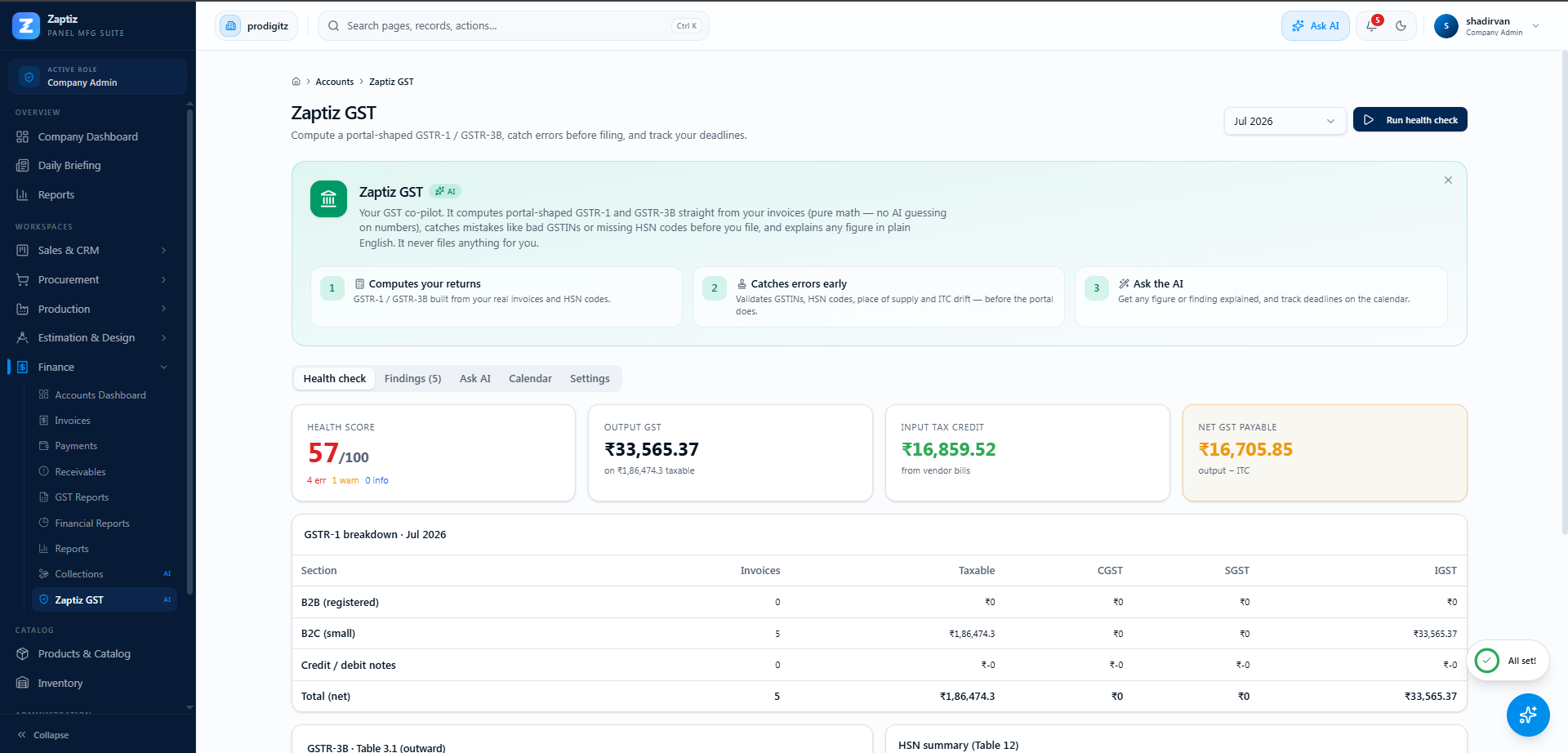 Zaptiz GST Agent (AI)
