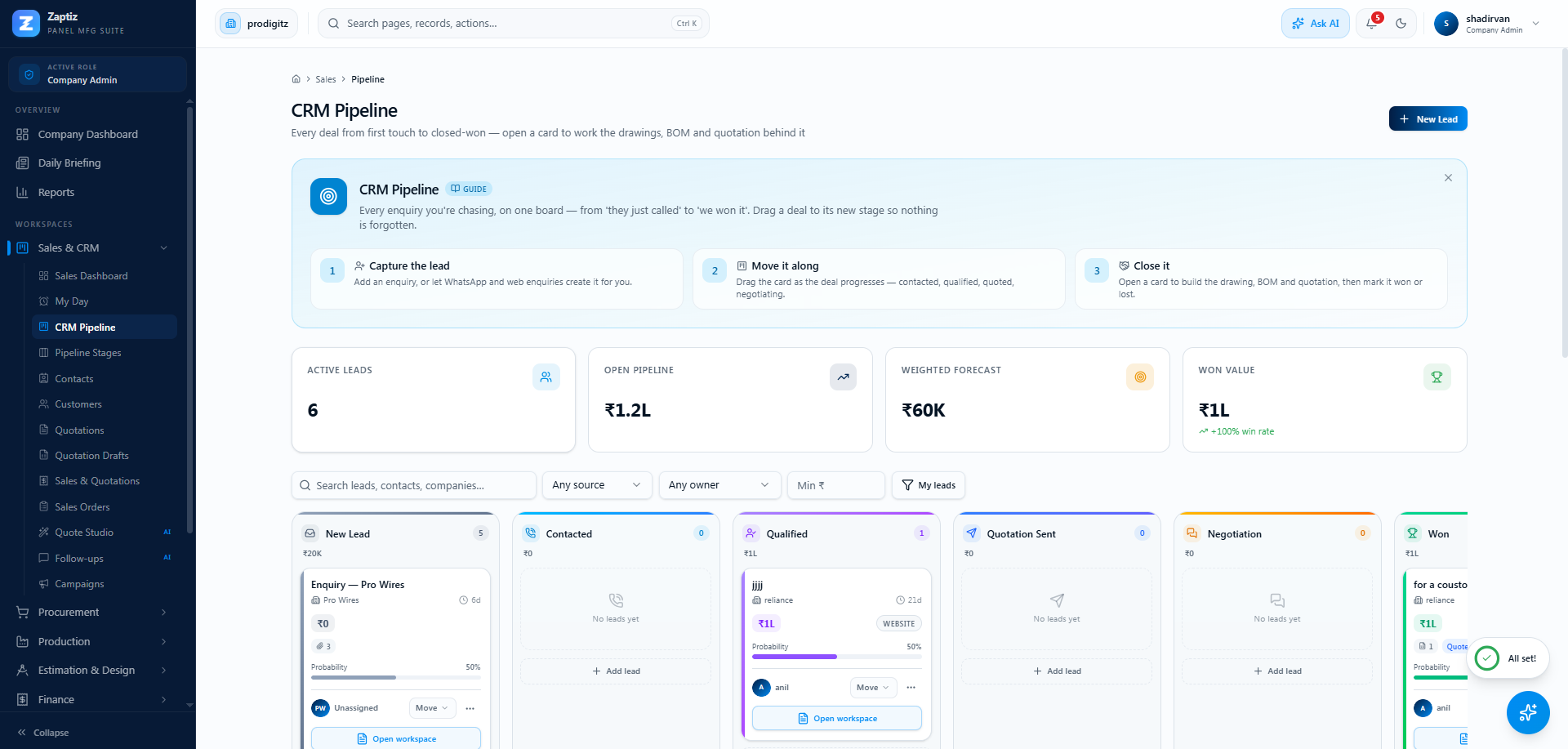 CRM Pipeline &amp; Leads